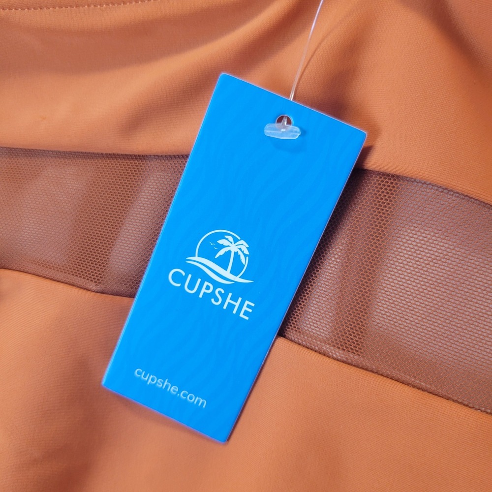 Cupshe Rust Orange One-Piece Swimsuit with Sheer Waist Panel - Picture 5 of 12